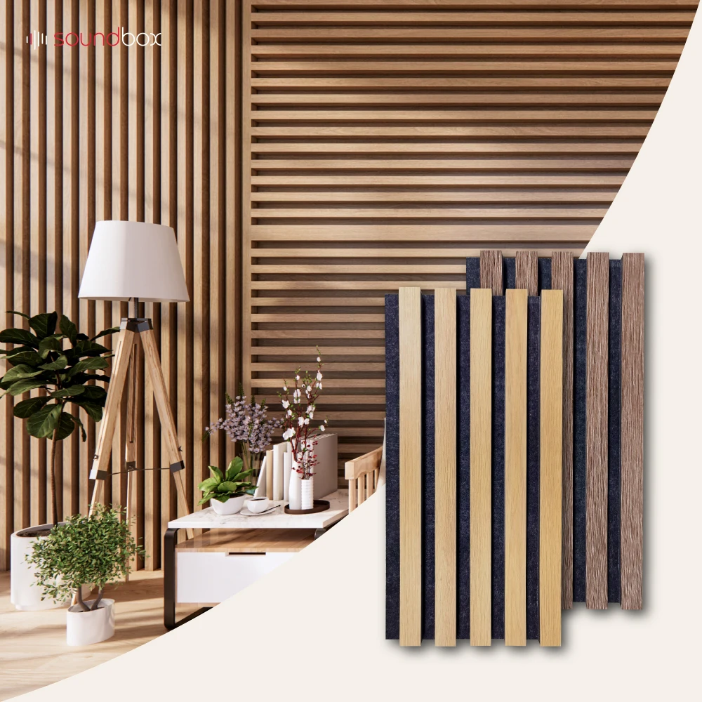Soundbox office recording studio noise cancelling slat board soundproof acoustic panels wall panels sound