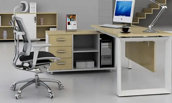 Metal frame laminate desktop double side computer workstation high end modern style office desk