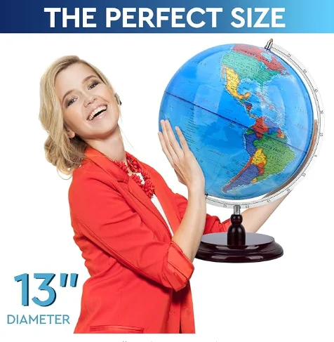 World Globes for Adults Children Kids with Stand Educational Learning large Globe Interactive Gifts for Decor Desk Classroom