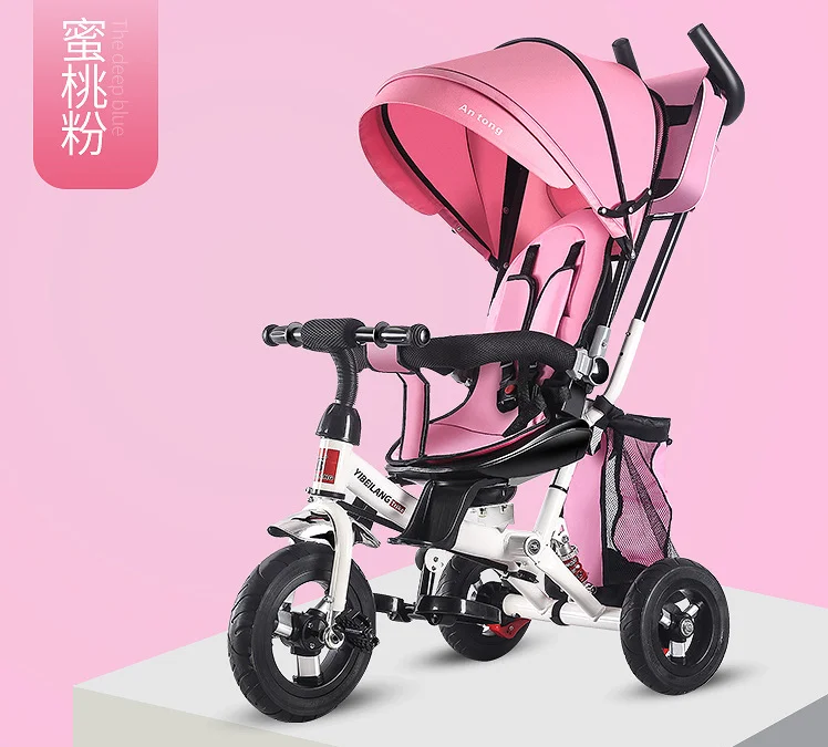 Baby tricycle for 1-5 years, with foldable Canopy kids metal tricycle for kids