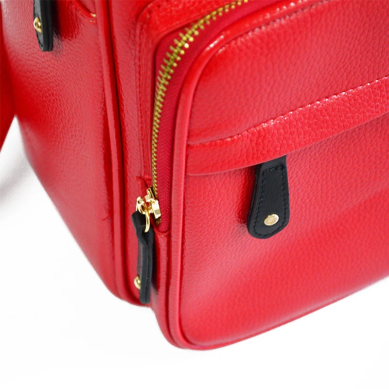 OEM custom fashion lychee pattern leather school backpack knapsack laptop