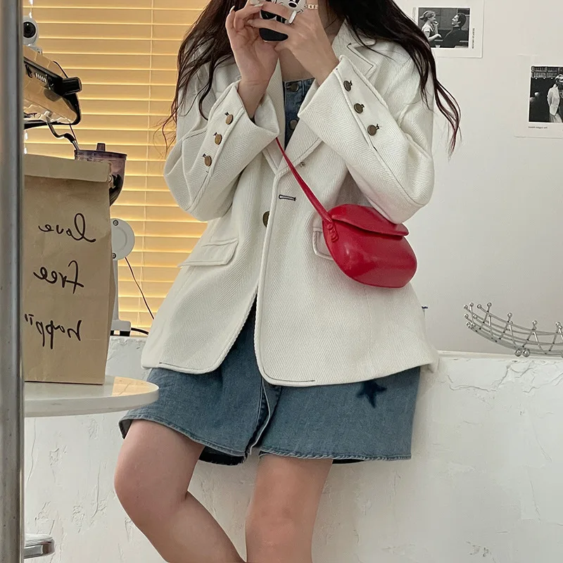 Women Crossbody Bag Solid Color Mini Shoulder Bags Saddle Vintage PU Leather Summer All-match Korean Style Fashion Simple Brand
