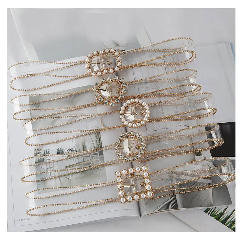 Custom Designer PVC Clear Belt Women Transparent Dress Jeans Belt Costume Accessory for Women Lady Girls
