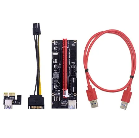  Двойная светодиодная Райзер-карта VER009S PCI-E 009S PCI Express 1X до 16X кабель USB 0 6 3 6-контактный разъем питания для майнинга