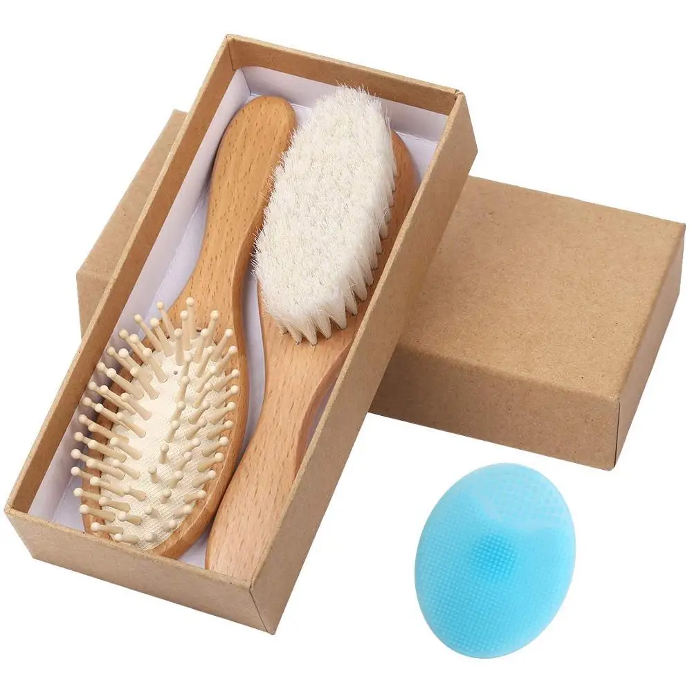 Top Fashion Premium Baby Wooden Hair Brush Baby Hair Brush Set Goat Baby Brush Set Hairbrush Wholesale