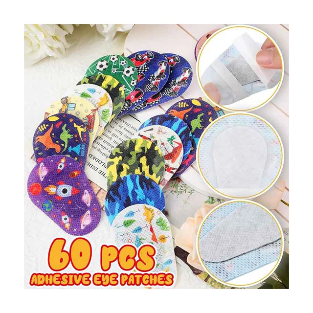 60 Pcs Adhesive Eye Patches for Kids Boys, 12 Styles Eye Patches Cute Boys Toddler Eye Patch Bandages