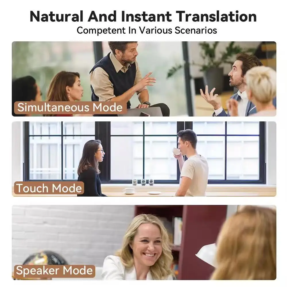 Wireless Translation Earbuds BT 5.3 Ear Hook Real Time Translator Earbuds Translator Headset for Business Travel and Learning