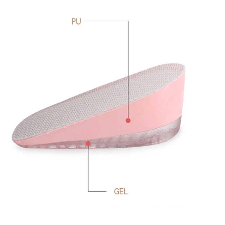 3 thickness invisible pu foam with silicone gel pad inserts heel lift up cushion taller height increase insoles
