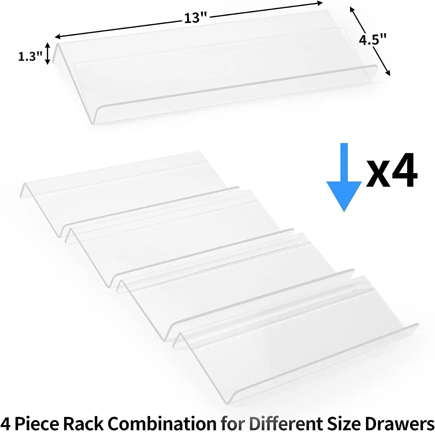 Clear Acrylic 4-tier Spice Drawer Organizer Modern Kitchen Rack Tray Seasoning Jars Inserts (jars Not Included) with 6L Capacity