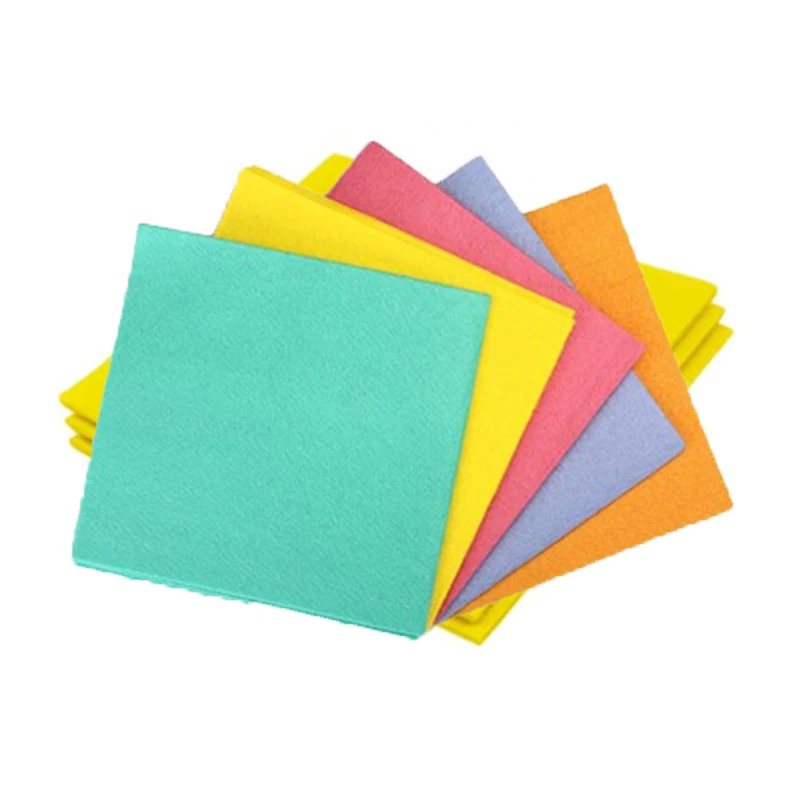 BSCI ISO9001 Reusable Needle Yellow Non-Woven Cleaning Cloth Viscose Woven Dish Cloth for Kitchen Floor Absorbent Multipurpose