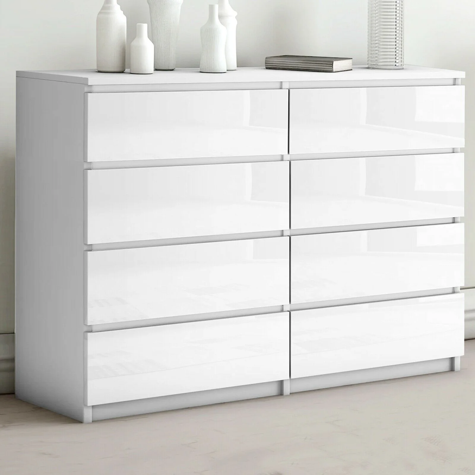 Wholesale Hot Sale 5 Drawer Chest of Drawers White Black Recycled Pine High Gloss Drawer Cabinet for Living Room