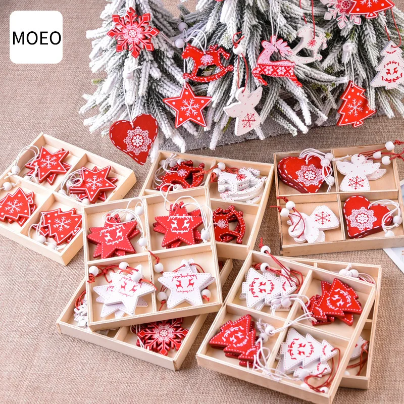 Other christmas decorations creative wooden pendants DIY mini Christmas tree boxed elk ornaments wholesale supplies outdoor