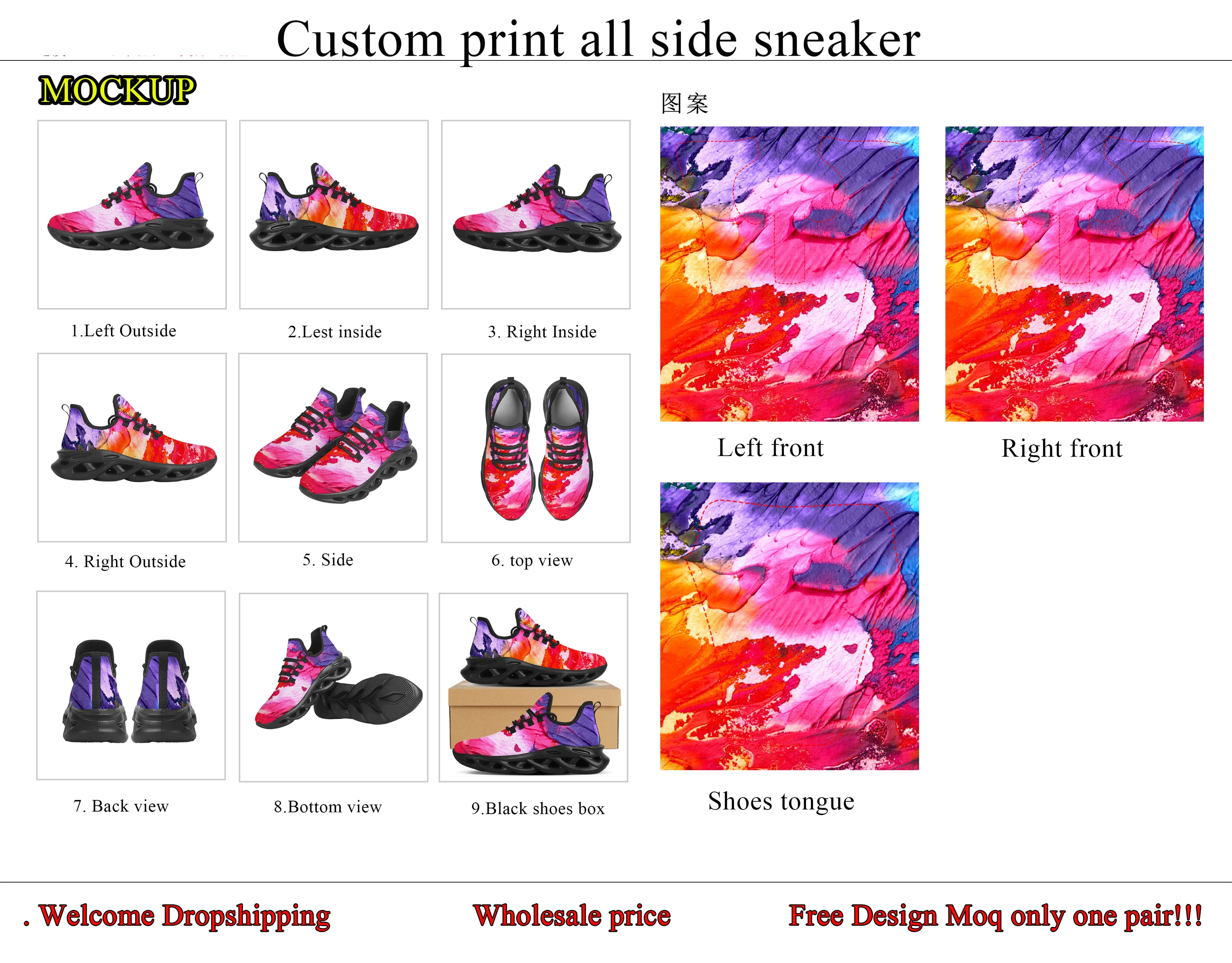 Dropshipping 1pair Custom Manufacturer Cool Anime Custom Comfortable Printed Image Clunky Sneaker Shoes Men With Most Popular