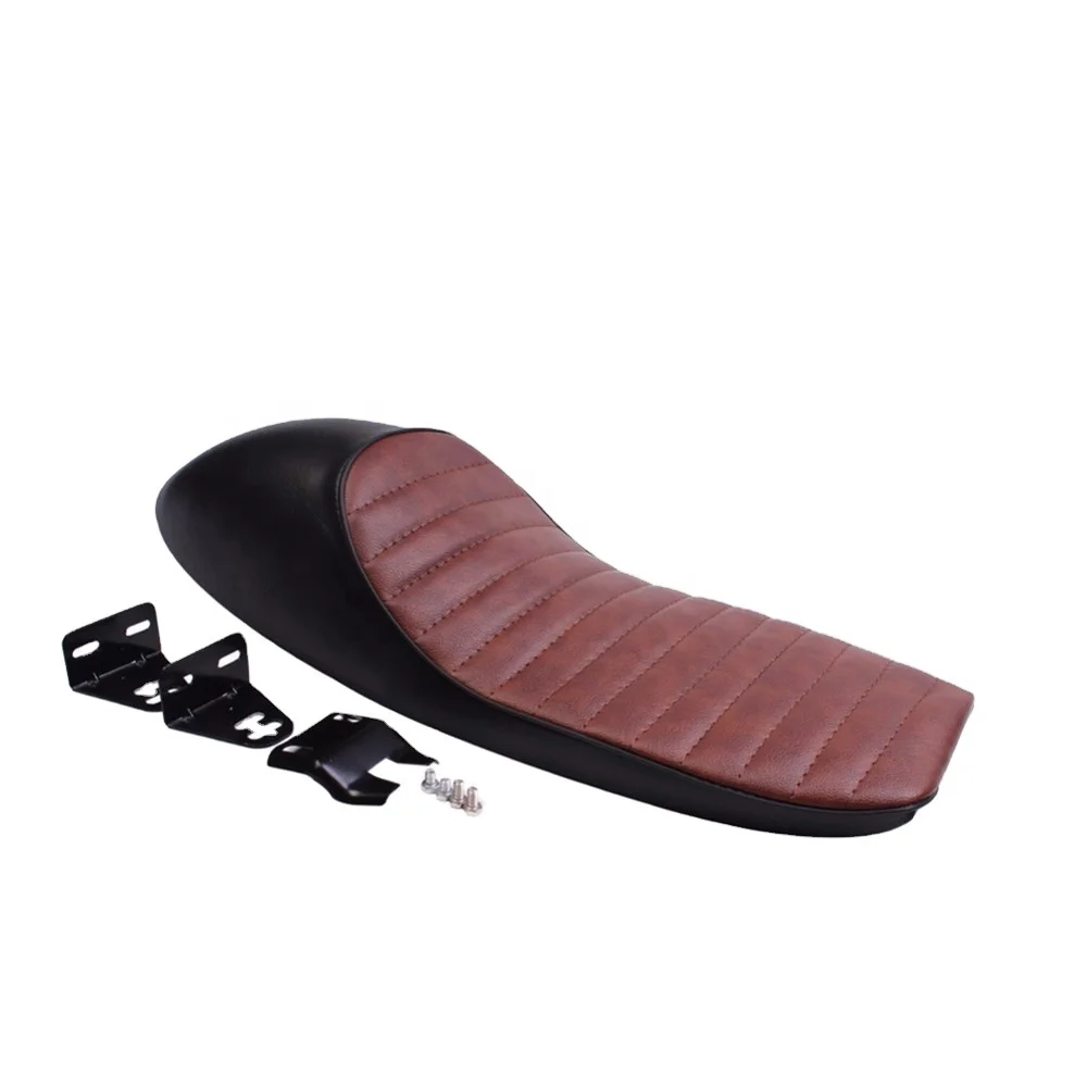 Black Brown Hump Brat Seat Cafe Racer Vintage Cushion Saddle For Honda CB Yamaha SR