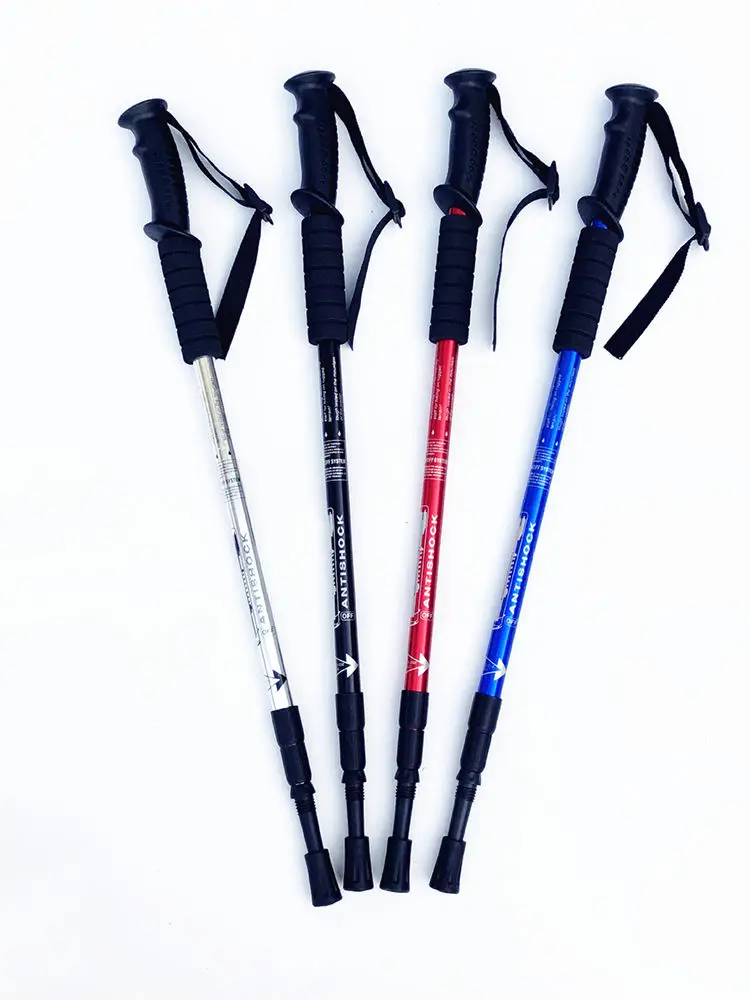 Outdoor Aluminum Walking Sticks Telescoping Foldable Self Defense Hiking Trekking Poles Sticks Hiking Climbing