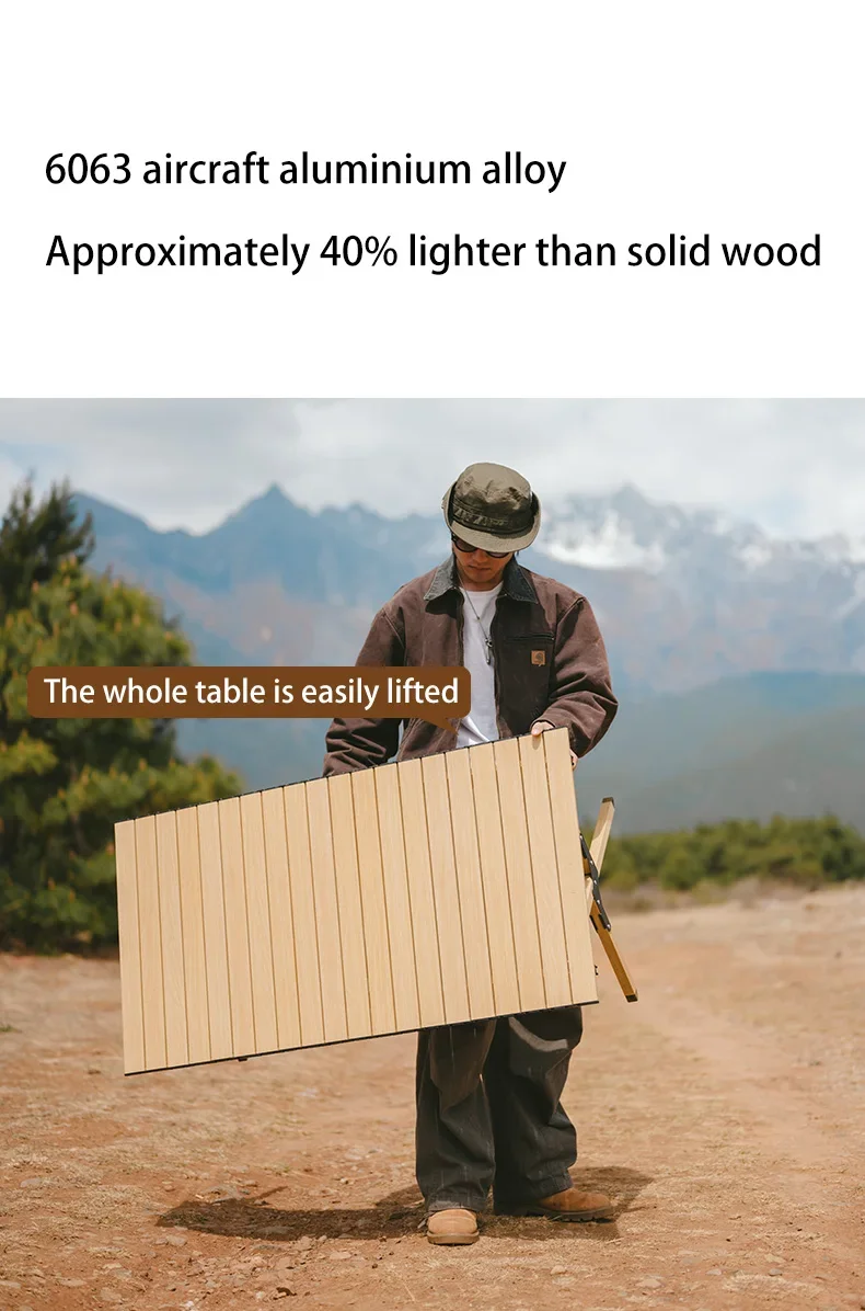Aluminum Alloy Egg Roll Table Portable Outdoor Camping Picnic Folding Table