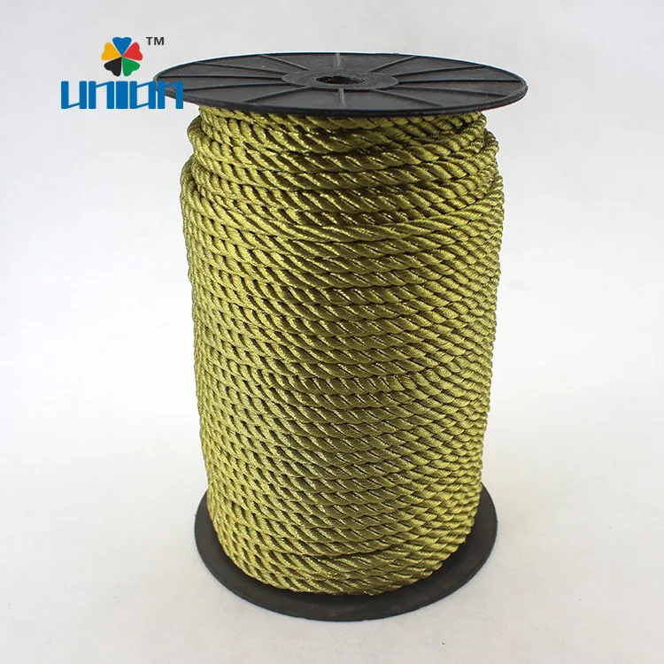 Custom 4mm twisted gold metallic rope for packing