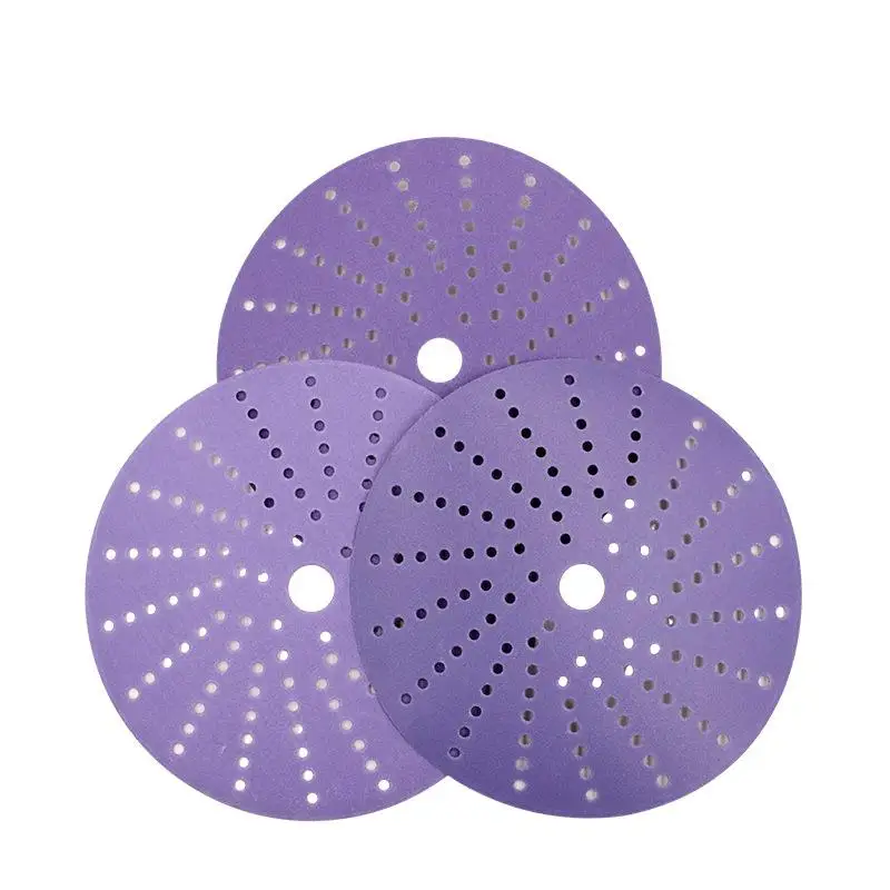 150mm 6 inch Hook and Loop Sanding Paper Abrasive Discs  P240 Purple Ceramic Sanding Disc for Automotive