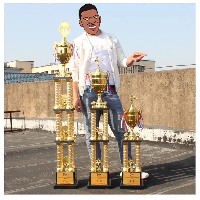 hot sale luxury trophy 4 columns style world sport tennis badminton award cup 60inch tall