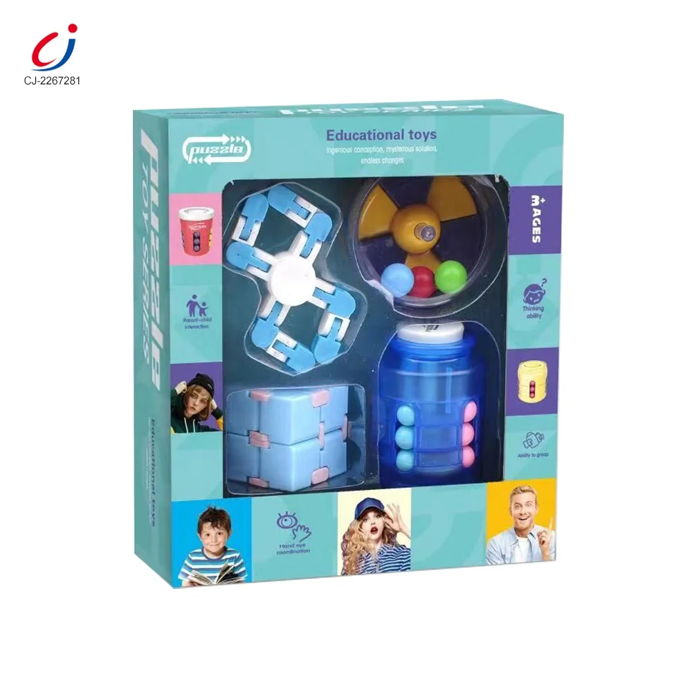 Caja Sorpresa De Figet Toys Anti Stress Anti Bread Magic rainbow Ball Cube Fidget Plastic Decompression Toy Set