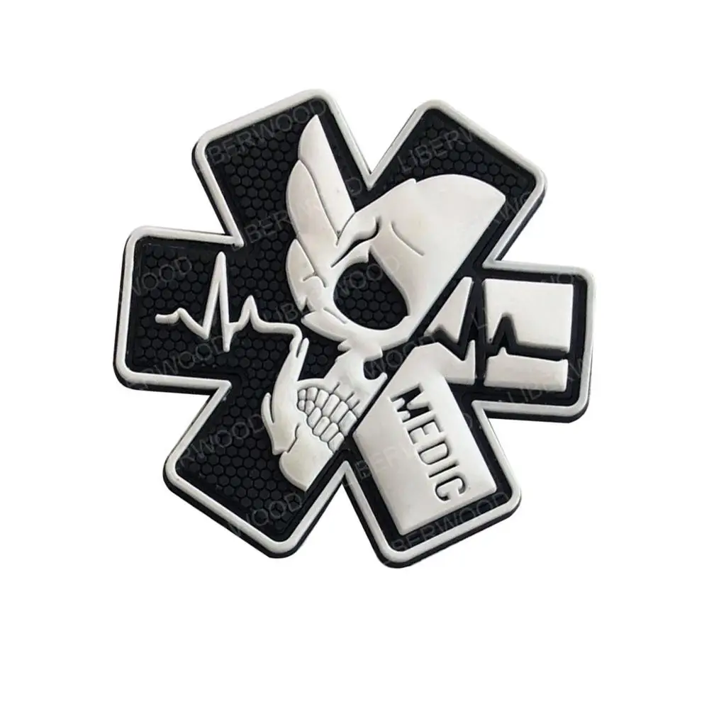 2,95X2,95 Inch Череп медик патч 3D ПВХ резиновые Paramedic медицинские EMS ЕМТ средней высоты первой помощи Тактический значки с аппликацией в виде нашивки
