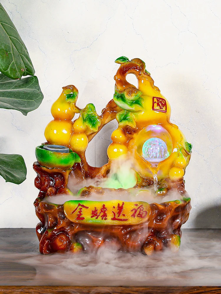 Rockery Running Water Fountain Money-Making Fengshui Wheel Table-Top Fish Tank Decorations Wealth-Seeking Furnishings