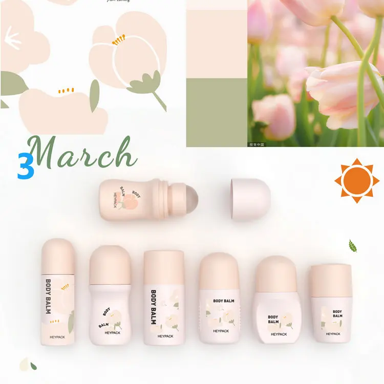 50ml 75ml PP Plastic Deodorant Roll-On Bottle Packaging