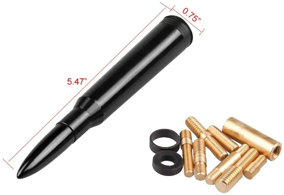 Universal  5 Colors Aluminum Car Vehicle Bullet Ammo Flag Short Antenna Kit