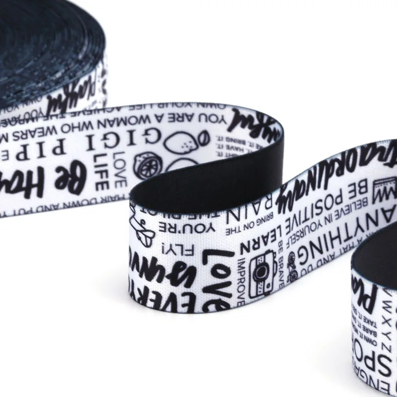 Polyester ribbon elastic lace ink printing paste printed word LOGO waist webbing