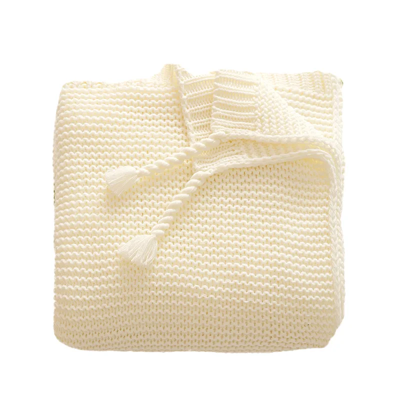 Hot Selling Lovely Baby Swaddle Blanket Cotton Knitted Soft Baby Blanket Crib Stroller Blanket