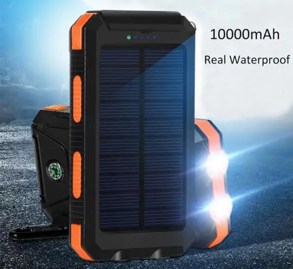 Высокоэффективный внешний аккумулятор на солнечной батарее, зарядное устройство на солнечной батарее 10000 мАч для мобильных телефонов/планшетных ПК/другой электроники без аккумулятора