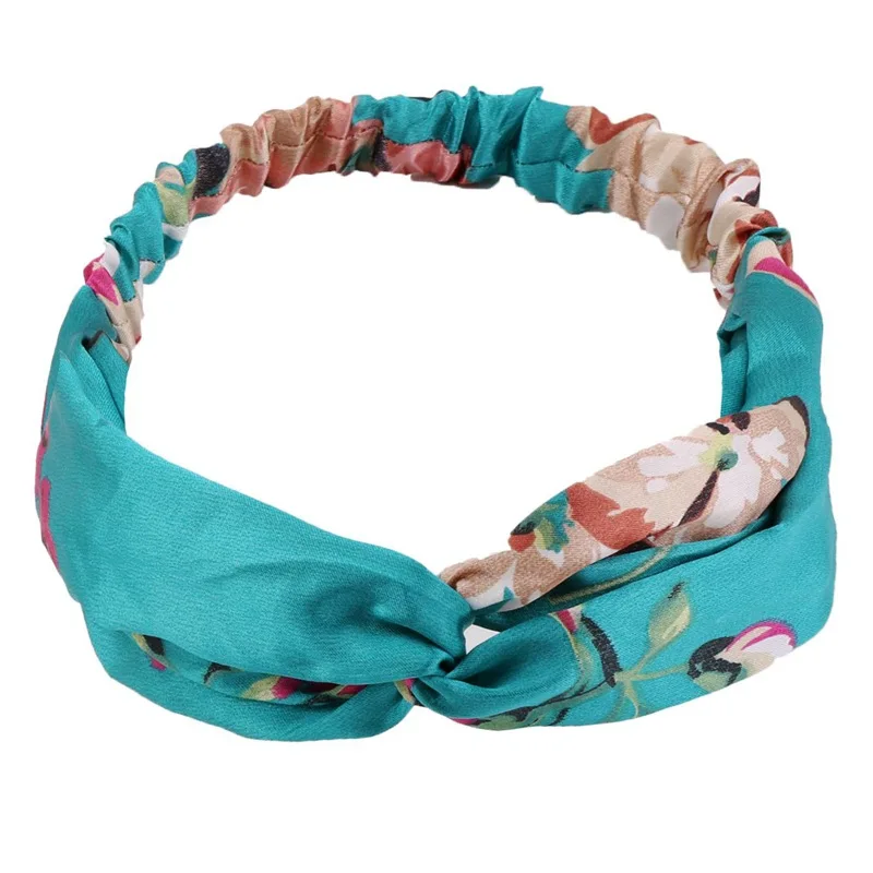 wholesale Hot Sale Silk Satin Knot Elastic Hair Band Vintage Cross Hair Accessories Bohemian Headband For Women And Girl
