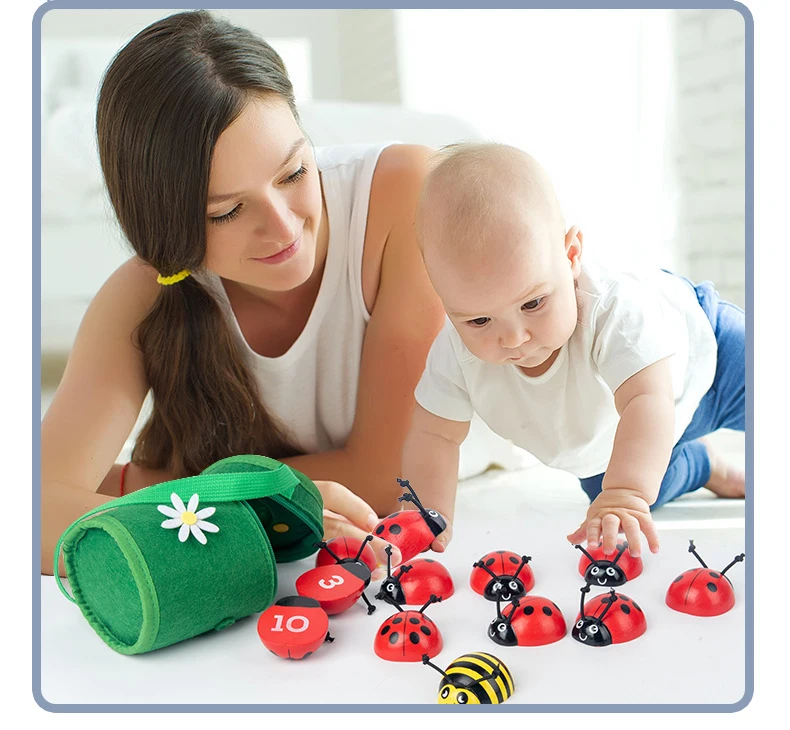 
Children Wooden Toy Amazon Counting Beetle Toys Kindergarten Children Numbers Enlightenment Math Learning Kids Educational Toys 