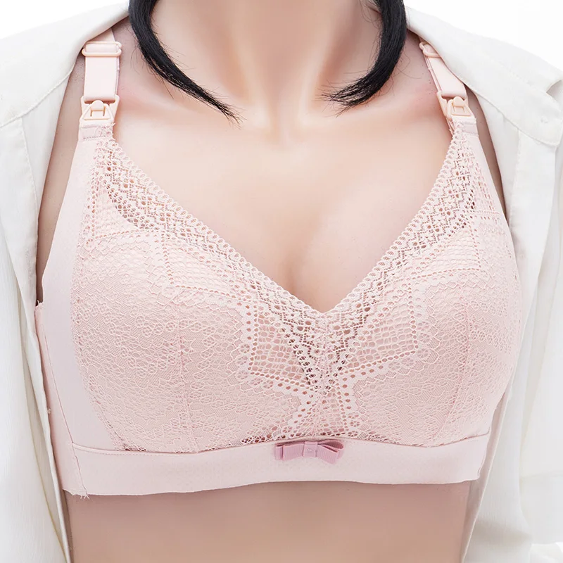 Lactation bra wire free portable fashion breathable pregnancy underwear solid color compact slim cotton soft lactation bra