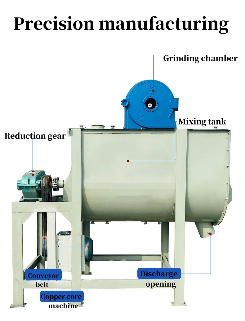 Small farm poultry fast mixing feed soybean corn horizontal animal feed mixer machine