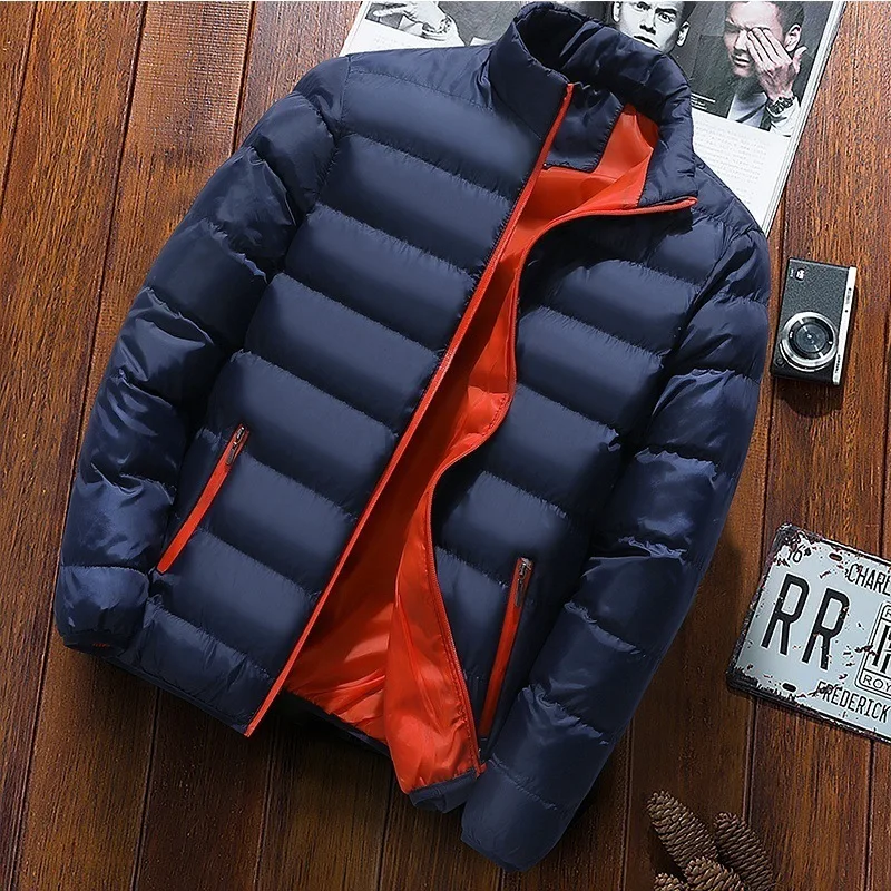 Winter Jacket Men Fashion Stand Collar Male Parka Mens Solid Thick Jackets Plus Size Coats Man