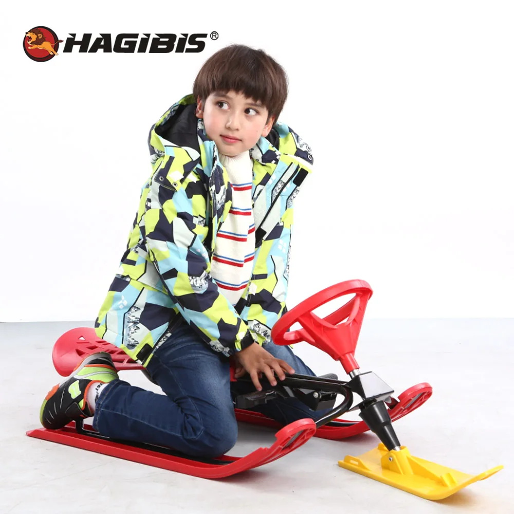 
Steel snow mobile for kids snow sled for children 6+steerable scooter 