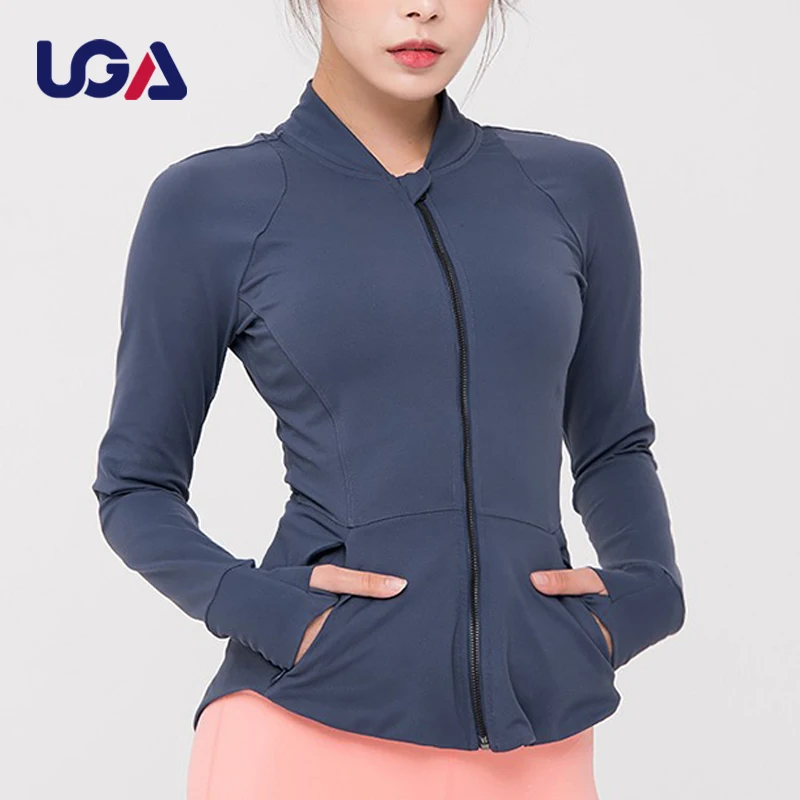 2022 New Women Hooded Running Coat Breathable Sportswear Fitness Yoga Gym Custom Zipper Compression Track Jacket