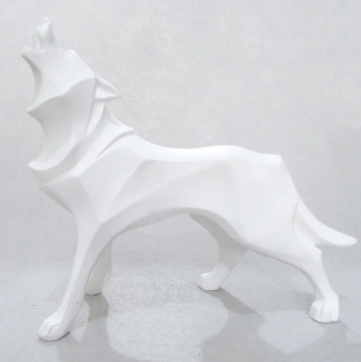 Handicraft Furnishing Modern Nordic Style Wolf Figurine Ornaments Resin Wolf Crafts for home