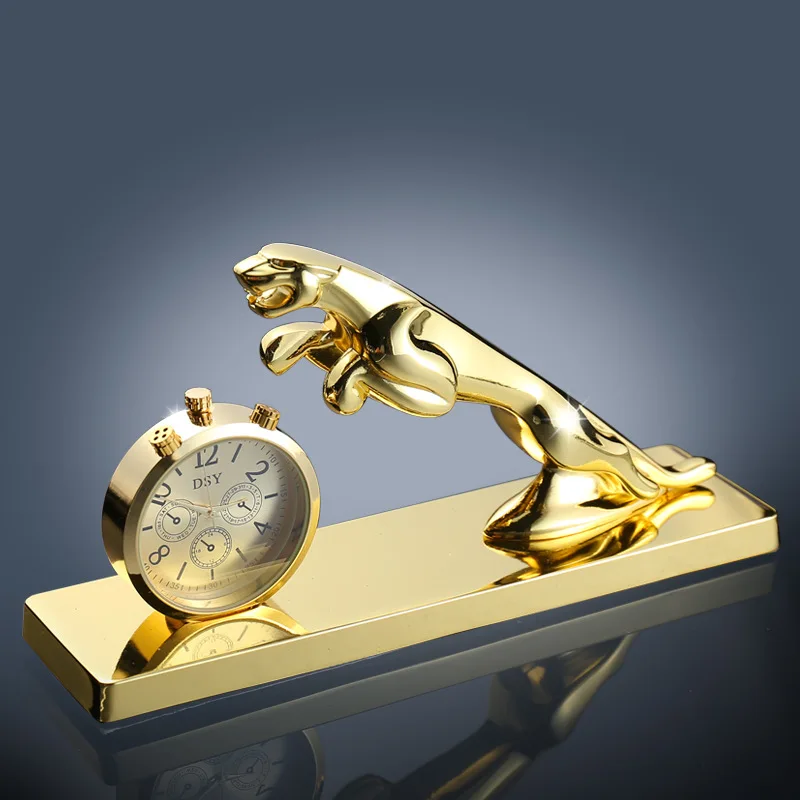 Creative New Car Interior Decoration Supplies Kirsite Gold Sliver Horse Leopard Car Watch Perfume Seat Holder Ornaments