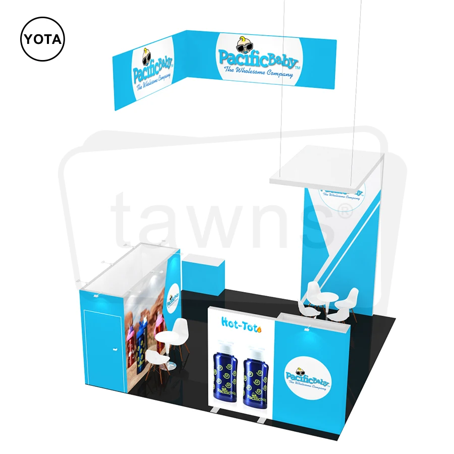 Tawns Trade Show Booth Display Custom Printed Double Sides Tension Frameless Fabric Light Box Backdrop Stand