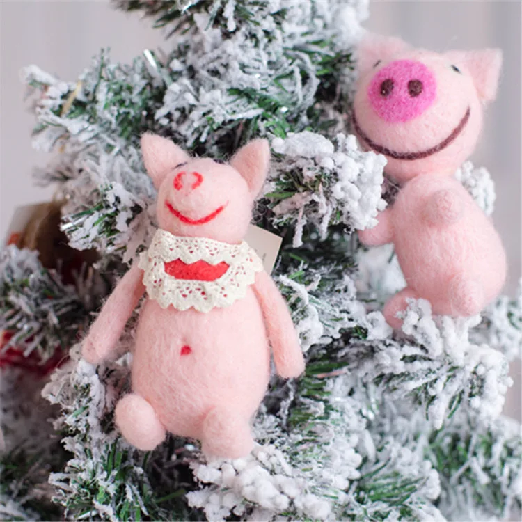 Needle felting rabbits,lion,mouse|christmas tree decoration wool doll