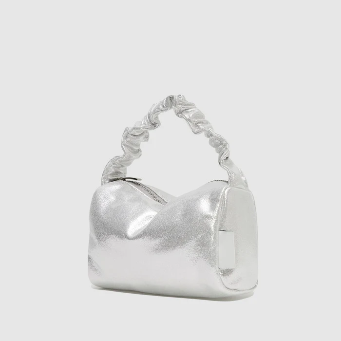 Custom New Design High quality Portable Silver bright leather Handbag Accept Customized size 13*20CM