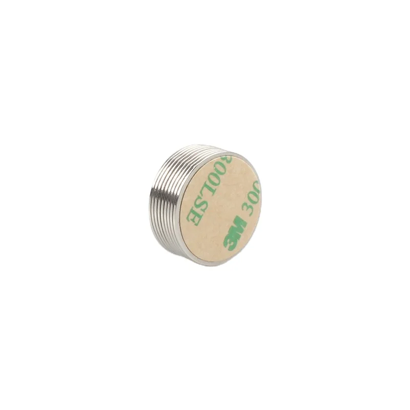 Custom Permanent N52 Round Disc Shape Magnet Small Disc Circular Neodymium Magnetic Materials with 3M Adhesive for Industrial