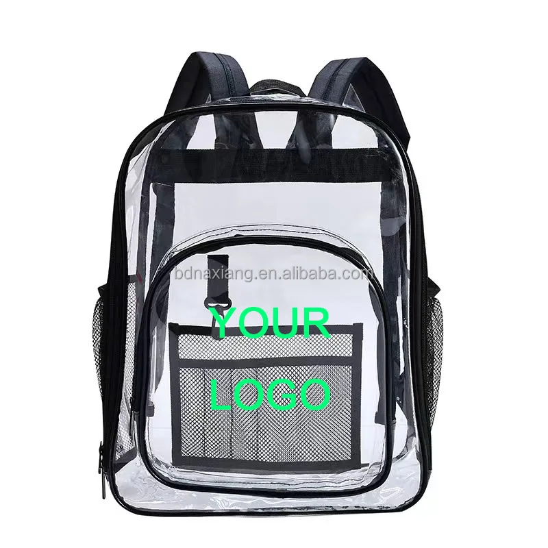 custom your logo in stock fast delivery bag price school  clear PVC backpack