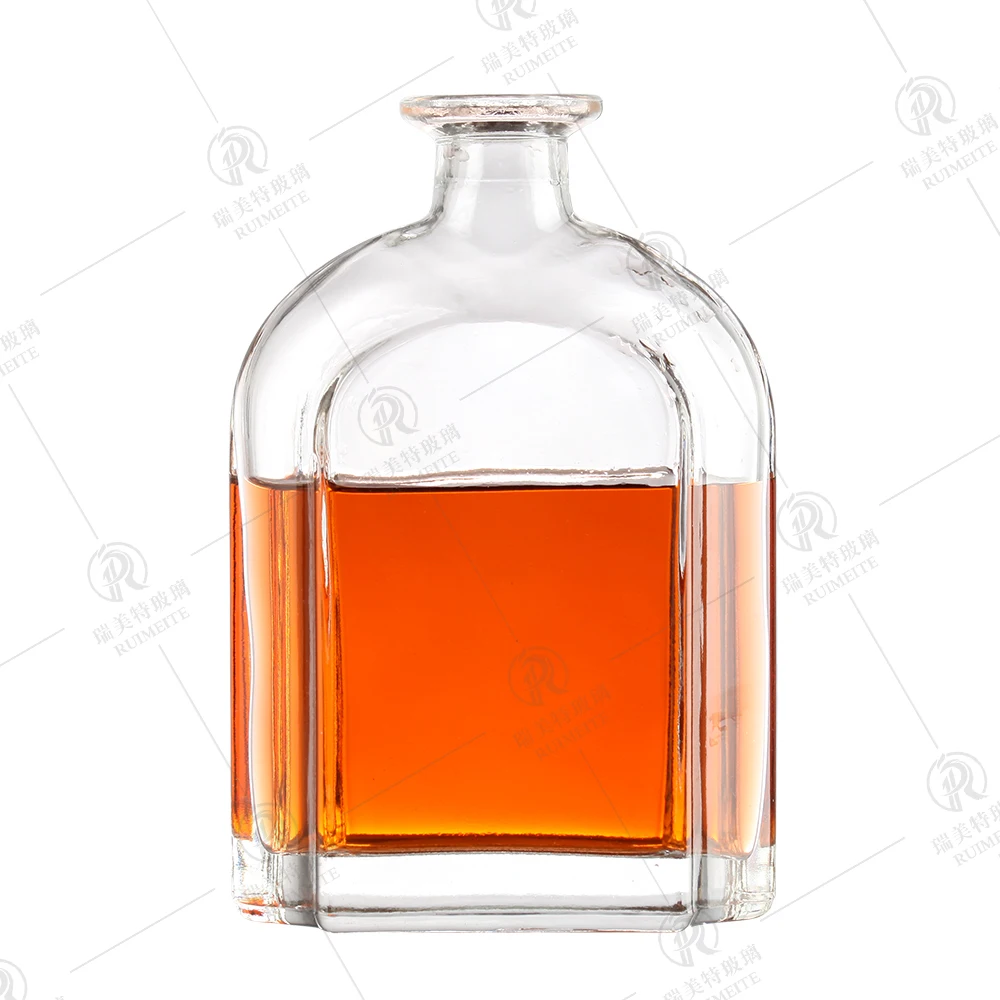 Wholesale Customized Transparent 200ml  375ml 500ml 700ml 750ml Spirit Liquor  whiskey Glass Bottles With Bottle cap