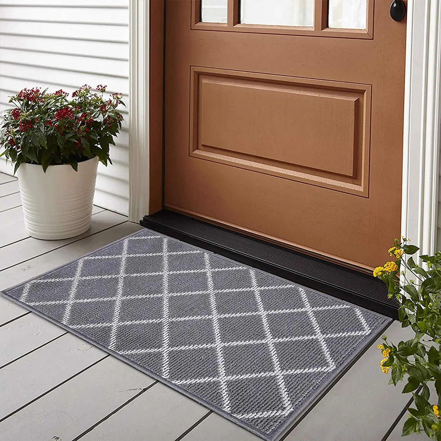 Grey entrance non-slip low-key shoes stain resistant pad easy to clean absorbent indoor floor mat door mat grey