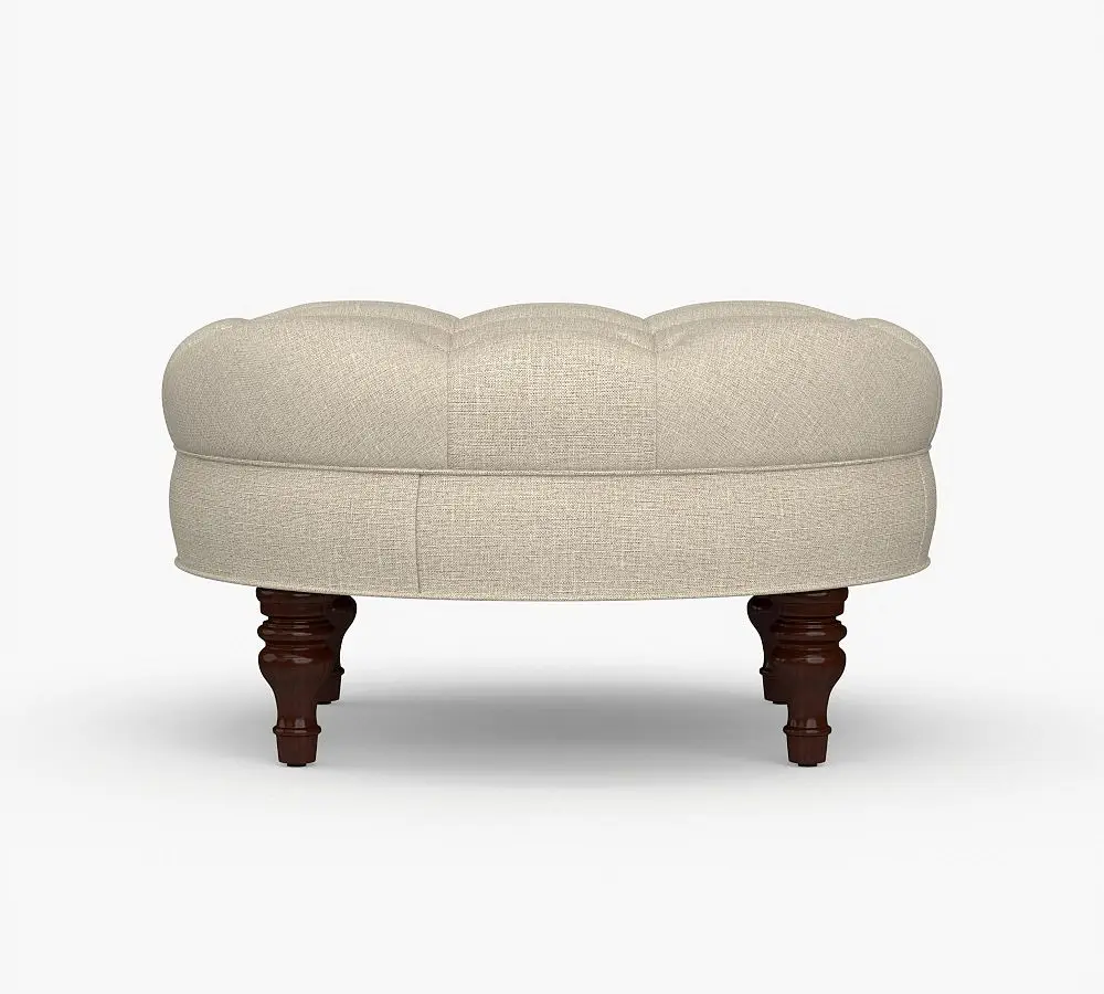 Large Button Tufted Faux Leather Round Storage Martin Round stool Ottoman for Living Room Bedroom