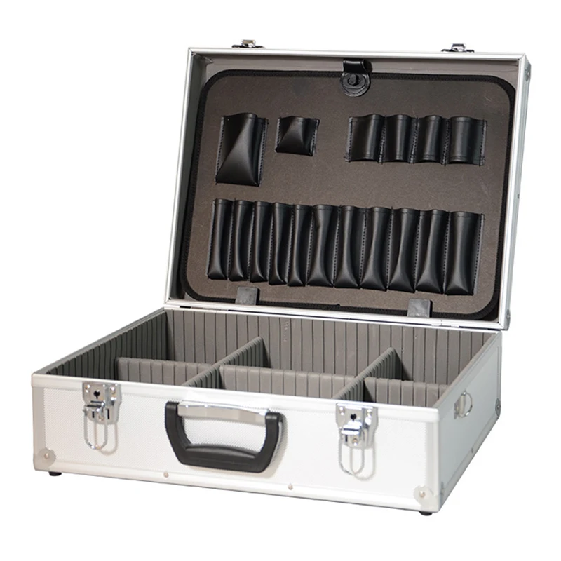 Aluminum Large Tool Case With Compartments Sliver Aluminum Barber Tool Case With Inner Tray