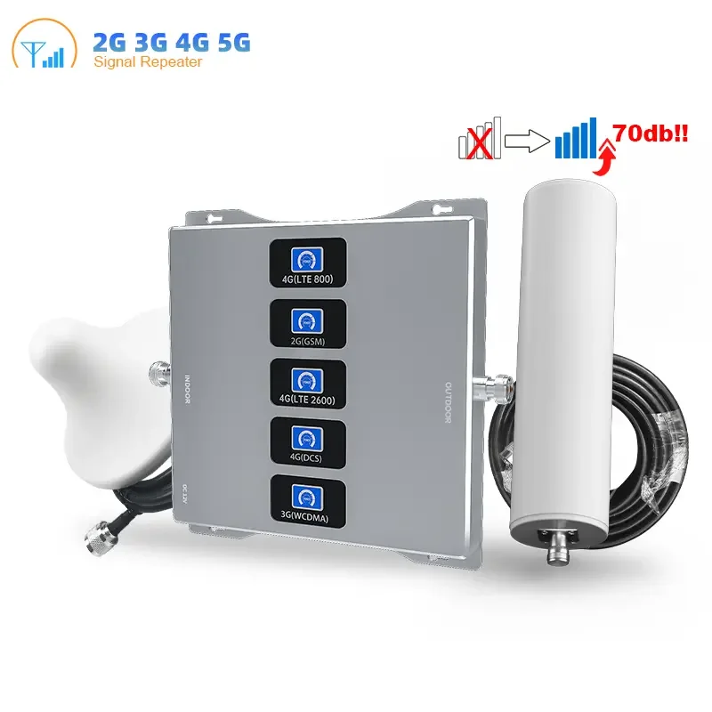 2g 3g 4g Band Booster Amplifier Kit Five Band Phone Signal Repeater B12/B13/850/1700/1900Mhz Frequency Available